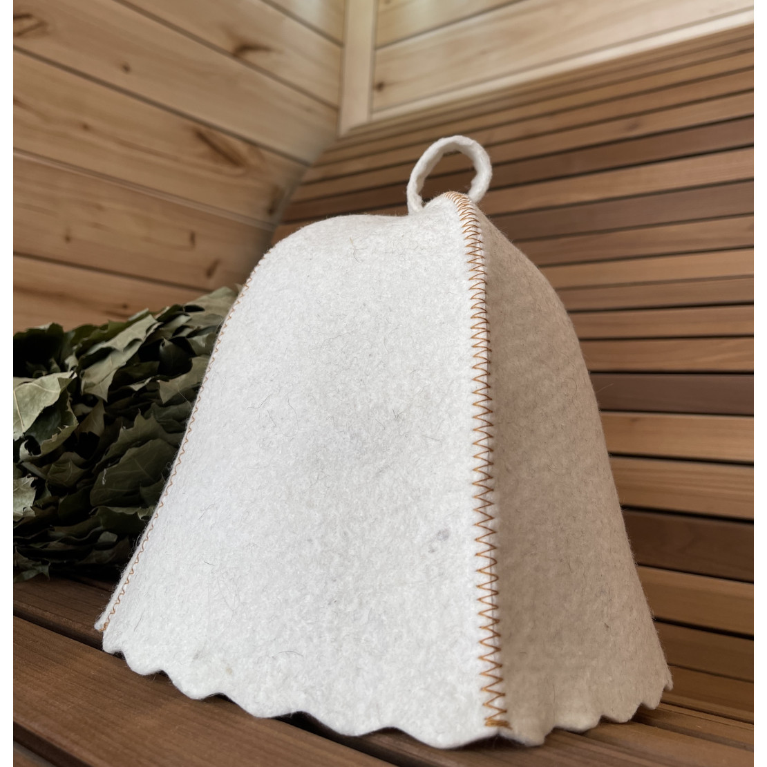 White hat made of natural felt