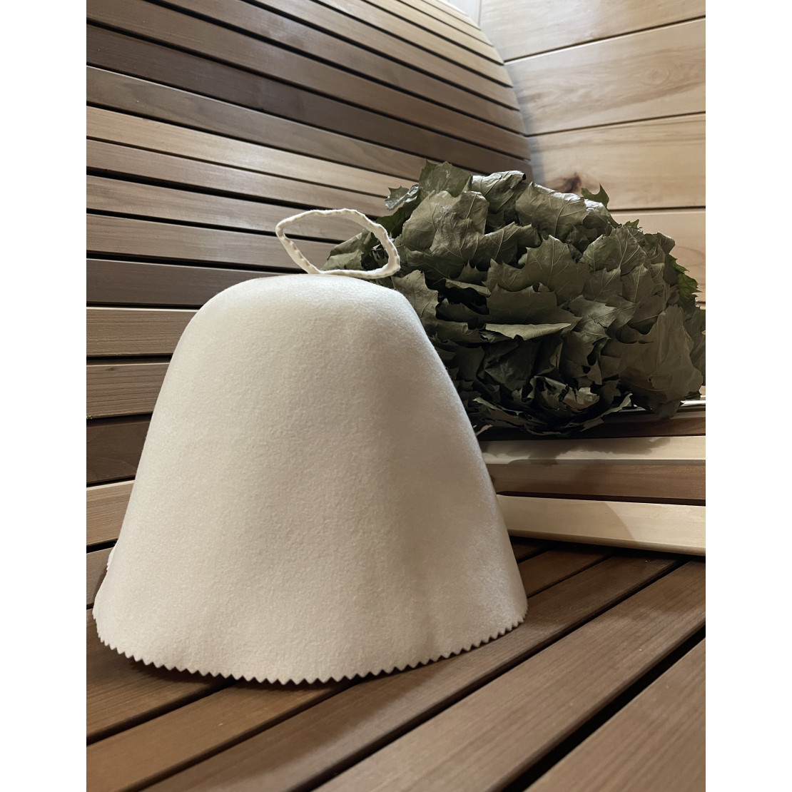 White hat made of natural felt