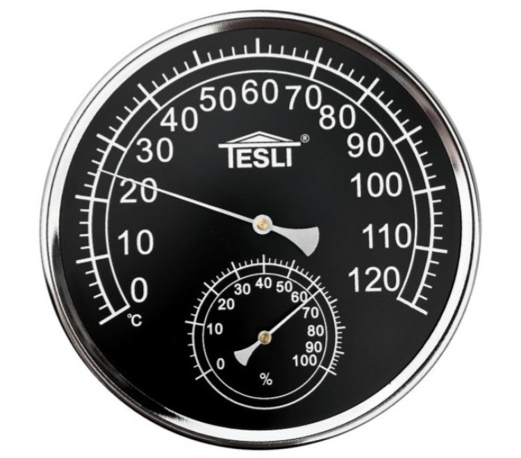Thermohygrometer Black for sauna and bath D 205 mm