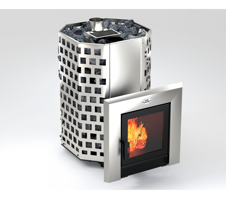 Stove for bath and sauna NOVASLAV "Geyser" 26 cubic meters stainless steel with glass 200x200mm