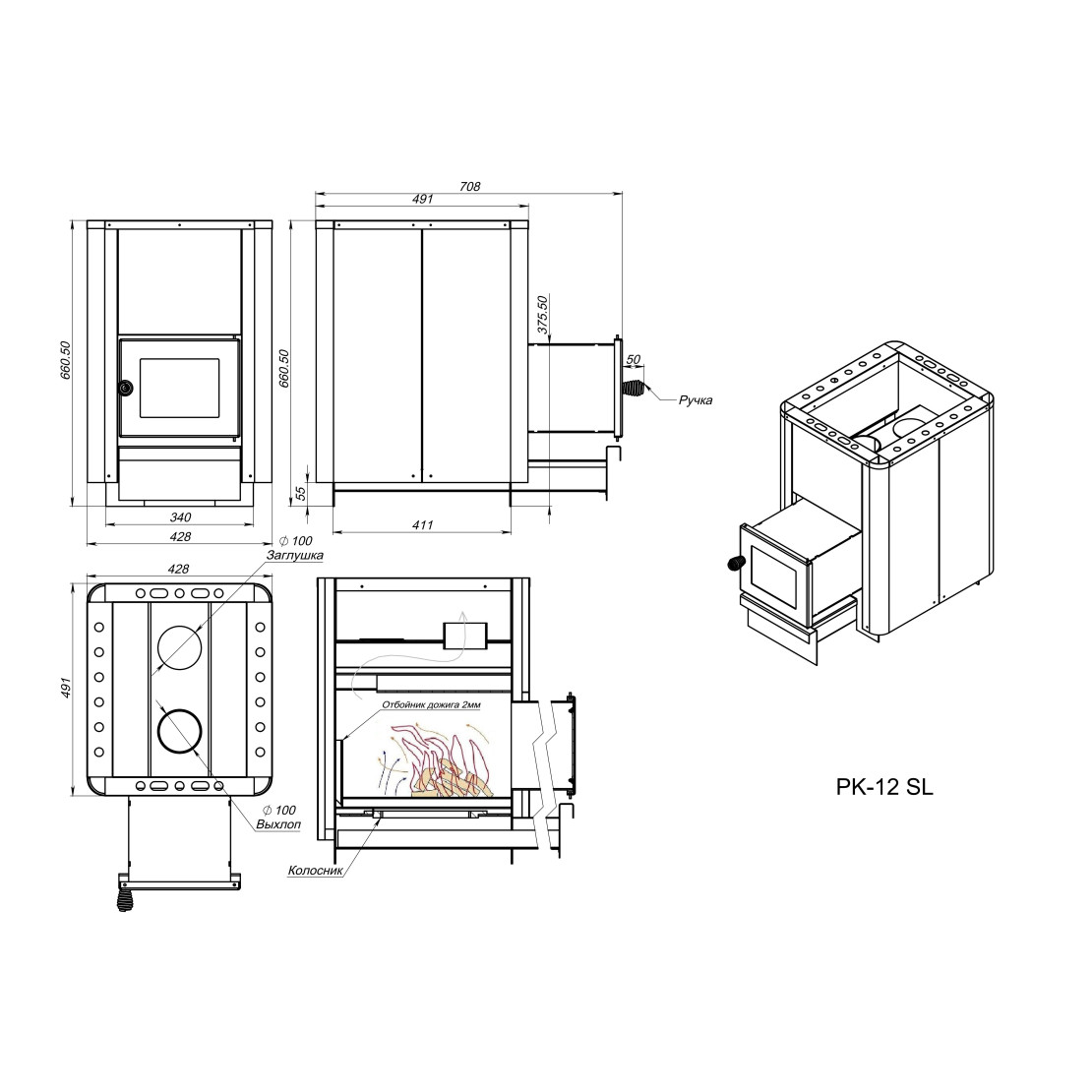 Sauna stove PK-12 SL anthracite