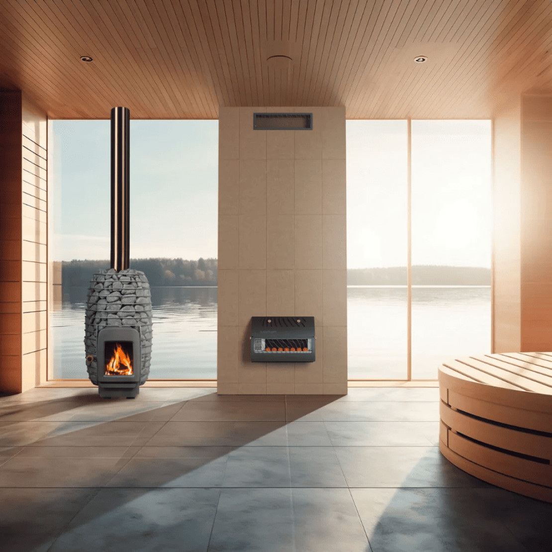 Climate control for bath and sauna SAUNUM Base S steel + remote control white