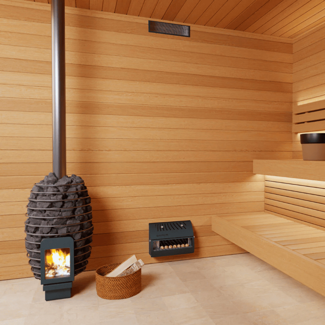 Climate control for bath and sauna SAUNUM Base S steel + remote control black