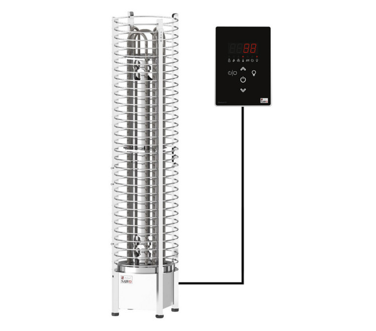 Electric stove Sawo TOWER ROUND TH5-80Ni2-P + remote control Saunova 2.0