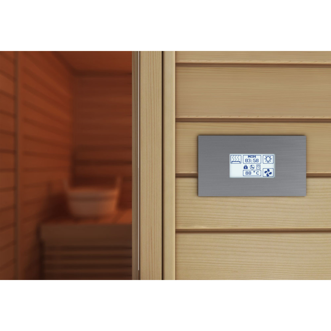 Sawo Innova Stainless Steel Touch INT-S-SST control panel with INP-C power unit