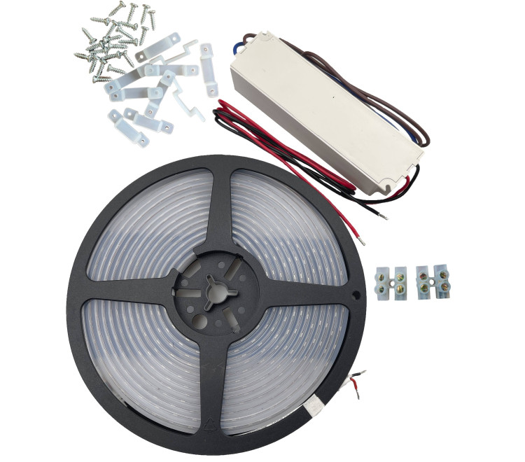 Set of heat-resistant LED strip 5m, warm white, with power supply