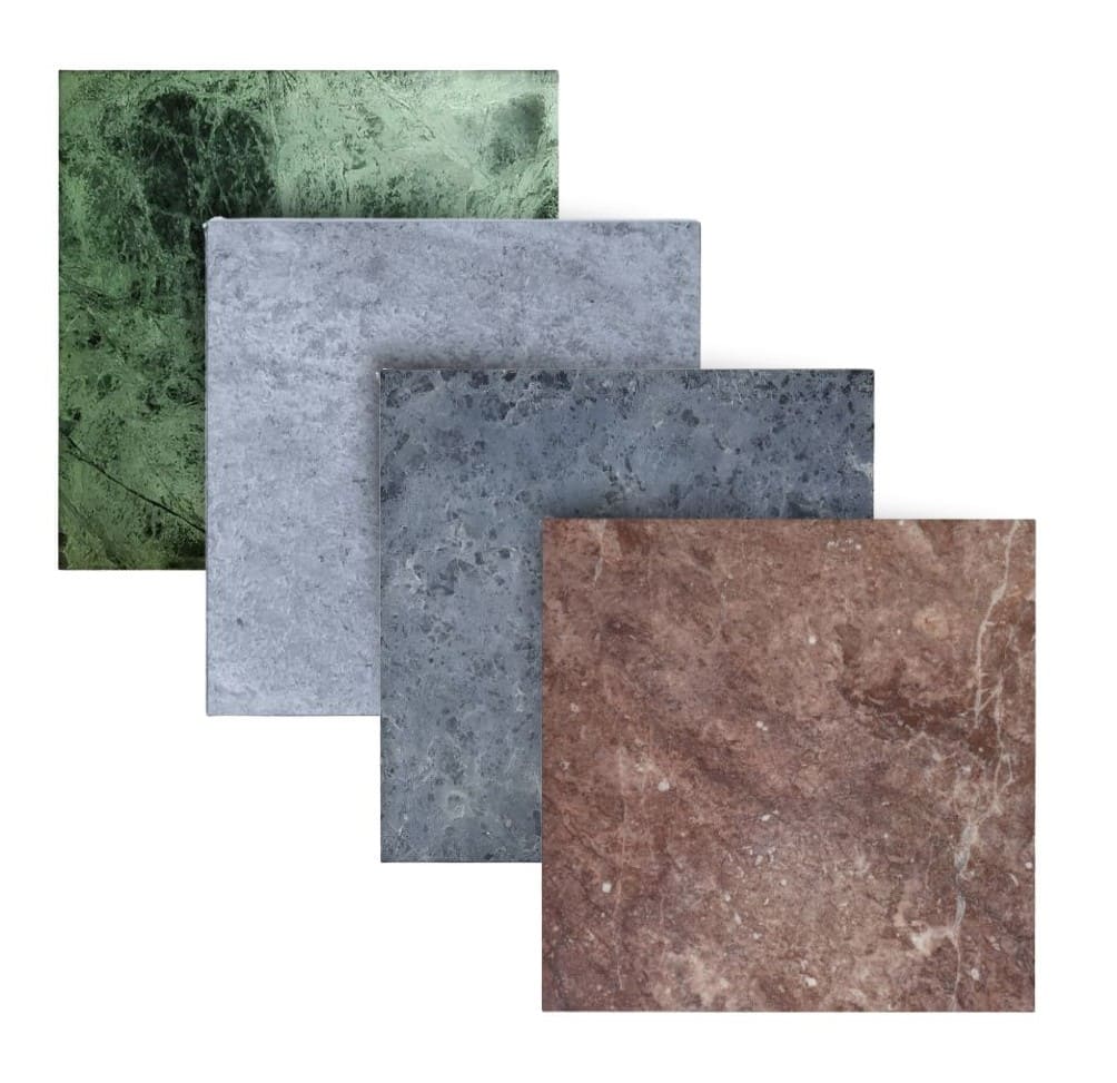 Heat-resistant tiles for saunas and baths made of natural stone